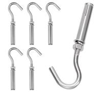 Keadic 6Pcs M6 Expansion Hook,304 Stainless Steel Concrete Wall Hook, Expansion Anchor Bolt Open Cup Hooks Heavy Duty Concrete Hook for Concrete Brick and Stone