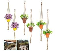 Keadic 6Pcs Macrame Plant Hangers for Home Patio Garden Decorations - Cotton Rope, 4 Legs, 3 Sizes