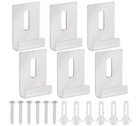 Keadic 6Pcs Metal Mirror Clips Wide Channel Mirror Hanger Clip Kit Large Heavy Retainer Clips for Mirrors with Screw Mirror Clips for Wall Mounting Frameless Mirror Billboard Displays (Silver)