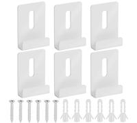 Keadic 6Pcs Metal Mirror Clips Wide Channel Mirror Hanger Clip Kit Large Heavy Retainer Clips for Mirrors with Screw Mirror Clips for Wall Mounting Frameless Mirror Billboard Displays (White)