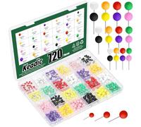 Keadic 720Pcs Multi-Color Map Tacks Push Pins Assortment Set, 24 Colors s Plastic Round Beads Head Tacks with Steel Points Pushpin with Storage Case for Bulletin Board Fabric Marking Travel Maps