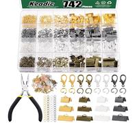 Keadic 771Pcs 4 Colors Ribbon Bracelet Making Assortment Set Contains Bookmark Pinch Crimp Ends, Open Jump Rings, Lobster Clasps, Chain Extenders and Jewellery Pliers
