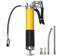 Keadic 7pcs 8000 PSI Grease Gun Kit, Heavy Duty Pistol Grip Grease Gun with 8 Inch Spring Flex Hose, 2 Working Coupler, 2 Extension Rigid Pipe and 1 Sharp Type Nozzle Fits Most Vehicle