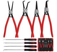 Keadic 8 Pcs 13" Internal External Snap Ring Pliers Set and Precision Hooks with Storage Bag, Heavy Duty Circlip Pliers Kit with Straight/Bent Jaw for Removing Ring Hose