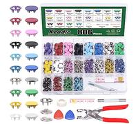 Keadic 806Pcs Metal Snaps Buttons with Setting Pliers Press Tool Kit, 10 Colors Hollow and Solid Metal Prong Buttons with Plastic Storage Case for DIY Clothing Crafting Sewing (9.5mm)