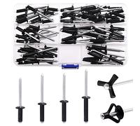 Keadic 80Pcs Blind Rivet Assortment Set, 4 Sizes Pop Rivets Black Tri-fold Exploding Pop Rivets (9/16", 3/4", 13/16, 1"), Black Large Flange Blind Rivets Aluminum Pop Rivets for Metal Furniture