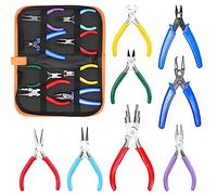 Keadic 8Pcs 4.5” Jewelry Pliers Set Includes Round Nose, Needle, Bent, Wire Cutters, Crimping, Nylon, End Nippers, Bail Making Pliers