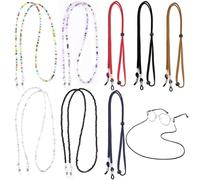 Keadic 8Pcs Colorful Eyeglass Strap Set, Adjustable Non-Slip Eyeglasses Holder Chains Sport Glasses String Sunglasses Rope Eyewear Retainer Around Neck for Men Women