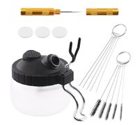 Keadic Airbrush Cleaning Kit,12Pcs Airbrush Cleaner Tools with 304ml Glass Cleaning Pot Jar, Cleaning Needles & Nylon Brushes, Multi-Functional Air Brush Maintenance Set for Nozzle, Tip, Cap