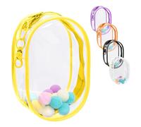 Keadic Clear Figure Display Bag with Keychain Colored Hairballs Figure Display Bag Pocket Pouch Small Clear Keychain Pouch Bag Doll Display Bag for Plushies, 15.5 x 7.5 x 11cm, Yellow