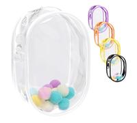 Keadic Clear Figure Display Bag with Keychain Colored Hairballs Figure Display Bag Pocket Pouch Small Clear Keychain Pouch Bag Doll Display Bag for Plushies, 15.5 x 7.5 x 11cm, White