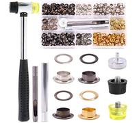 Keadic K708 240 Pieces 6MM 1/4 Inch Grommets Eyelets Kit with 3Pcs Installation Tools for Fabric, Canvas, Curtain, Clothing, Leather (Silver/Gold/Black/Bronze)