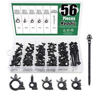 Keadic KQCXJ-56 56Pcs Car Wire Loom Routing Clips Assortment 6 Different Sizes Universal Wiring Harness Routing Clip Replacement Parts for Honda GM Mazda,Black