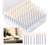 Keadic Pack of 100 Wool Felt Polishing Discs, Wool Felt Mounted Mandrel Polishing Set with 1/8 Inch Shaft Polishing Accessories, Rotary Tool Polishing Set for Metal Glass