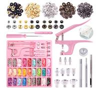 Keadic Press Studs Set with Snap Pliers, 31 Colours 360 Sets T5 Plastic Buttons & 48 Sets Metal Leather Snaps, Hand Press Fastener Kit for Sewing Craft DIY Garment Making