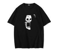 keadiseu Anime And Manga Peripheral Partners With The Same Skeleton Image Short-Sleeved Fun Print Loose T-Shirts, Suitable For S-3XL Black XL