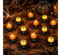 KEAGAN 12PCS Halloween Spider LED Candle Lights Battery Operated LED Candle