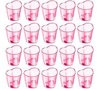 KEAGAN 20 Pcs Pink Shot Glass Set Heart Shaped Shot Glasses Set 1.5 oz Plastic Shot Glass with Heavy Base Reusable Mini Beer Stein Tasting Glass Juice Cups for Whiskey Novelty Shot Glasses