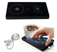 KEAGAN Coffee Mug Warmer, 2-in-1 Smart Cup Warmer, 15W Mug Warmer for Desk, Electric Beverage Warmer USB Heating Coaster Warmer with Touch Tech for Coffee, Milk and Tea (Black)