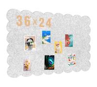 KEAGAN Felt Bulletin Board, Scalloped Foldable Light Gray Pin Cork Board, 90*60cm (36" x 24") Felt Wall Tiles, Self-Adhesive Bulletin Decorative, Picture Vision Board Pin Board for Walls Office Home