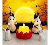 KEAGAN Ghost Campfire Gathering, Funny Halloween Nightlight Decor, Ghost Campfire Flickering Night Light, Cute Cozy Spooky Statue Halloween Decorations