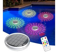 KEAGAN Solar Floating Pool Lights, IP68 Waterproof Pool Lights That Float with Remote Control, 9 Static & 3 Dynamic Lighting, Timing Mode for Pool, Bathroom, Bathtub, Garden, Pool Party