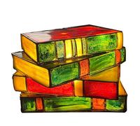 KEAGAN Stained Glass Stacked Books Lamp,Resin Colorful Stacked Books Glass Lamp Night Light,Funny Novelty Lighting Book Stacking Desk Light for Bedroom,Living Room,Home Decor