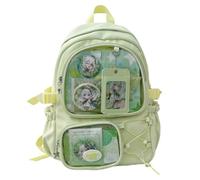 KeAiDMon Anime Ita Bag Backpack Clear Window - Kawaii Large Capacity pin Display Backpack with Ita Bag Insert Cute Bookbag (green)