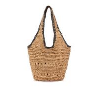 KeAiDMon Hobo Women Large Shoulder Bag Beach Woven Mesh Handbag Foldable Travel Tote Bags Shopping Straw Bag for Summer (brown)