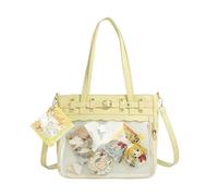 KeAiDMon Japanese ita bag with large capacity shoulder crossbody messenger bag with insert kpop tote bag (yellow)