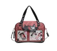 KeAiDMon Japanese ribbon itabag large capacity badge display bag anime versatile tote bag (red)