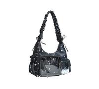 KeAiDMon K-pop Itabag, Star Pattern - Pin & Photocard Display Bag, Nylon Crossbody Bag for Fans & Collectors (black)