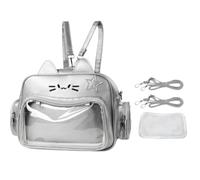 KeAiDMon Kawaii Cat Crossbody Bag Purse Itabag Shoulder Bag Cat Backpack with Adjustable Straps, Large Capacity with Pin Display (Silver)