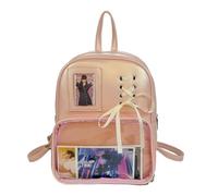 KeAiDMon Korean ins ribbon large capacity bag ita bag backpack with pin display insert (pink)
