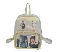 KeAiDMon Korean ins ribbon large capacity bag ita bag backpack with pin display insert (white)