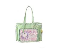 KeAiDMon Lolita Ita Bag Clear Display DIY Bag ita tote bag pin display with Insert large messenger bag Kawaii Anime lace trim bag (green)