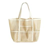 KeAiDMon Mesh beach bag Women essentials travel tote bag Large toys pool bag Foldable shoulder bag for beach picnic vcation (beige)
