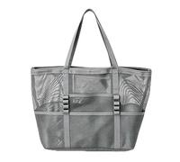 KeAiDMon Mesh beach bag Women essentials travel tote bag Large toys pool bag Foldable shoulder bag for beach picnic vcation (grey)