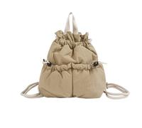 KeAiDMon Puffy Bubble Mini Backpack, Quilted Nylon Drawstring Backpack, Soft Casual Daypack, Portable Drawstring Bubble Bag (khaki)