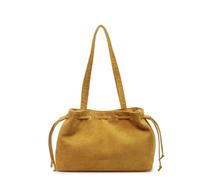 KeAiDMon Retro Suede Bucket Purse Causal Travel College Crossbody Bag Drawstring Handbag Purse for Women Shouder Straps Tote (yellow)