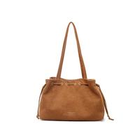 KeAiDMon Retro Suede Bucket Purse Causal Travel College Crossbody Bag Drawstring Handbag Purse for Women Shouder Straps Tote (brown)