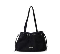 KeAiDMon Retro Suede Bucket Purse Causal Travel College Crossbody Bag Drawstring Handbag Purse for Women Shouder Straps Tote (black)