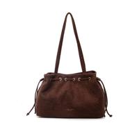 KeAiDMon Retro Suede Bucket Purse Causal Travel College Crossbody Bag Drawstring Handbag Purse for Women Shouder Straps Tote (coffee)