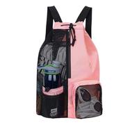 KeAiDMon Swiming gear bag Mesh drawstring wet pocket Large travel beach backpack Portable gym backpackdai with zipper (pink)