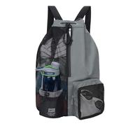 KeAiDMon Swiming gear bag Mesh drawstring wet pocket Large travel beach backpack Portable gym backpackdai with zipper (grey)