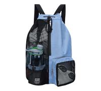KeAiDMon Swiming gear bag Mesh drawstring wet pocket Large travel beach backpack Portable gym backpackdai with zipper (blue)