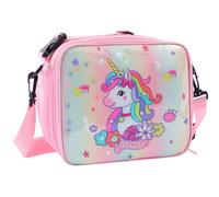 KEAIDUO Unicorn Lunch Bag for Kids Girls, Cute Fashion Insulated Cooler Bags Tote Bags for Girls with Adjustable Shoulder Strap for School Kindergarten Pink Unicorn