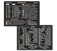KEAIDUO Windows + Word/Excel (for PC) Shortcuts Stickers Bundle | No-Residue Vinyl Quick Reference Windows Keyboard Shortcut Stickers 1 Set (Black)
