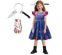 keaiyouhuo Halloween Costume Girls 4-5 Y Scary Horror Dress with Horror Movie Costumes with Sticker