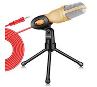 KEALBAUS -666 Professional 3.5mm Wired Microphone Home AUX Audio Stereo Tripod Set for PC Phone Karaoke Easy to Use Gold